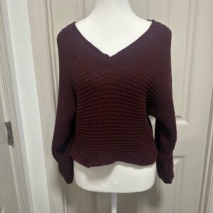 American Eagle Outfitters Deep Red V-Neck Sweater